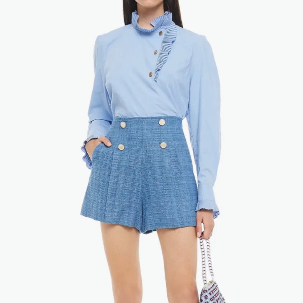 LAST DAY -- SANDRO Jacquard Denim Shorts in Bleu Jean NWT